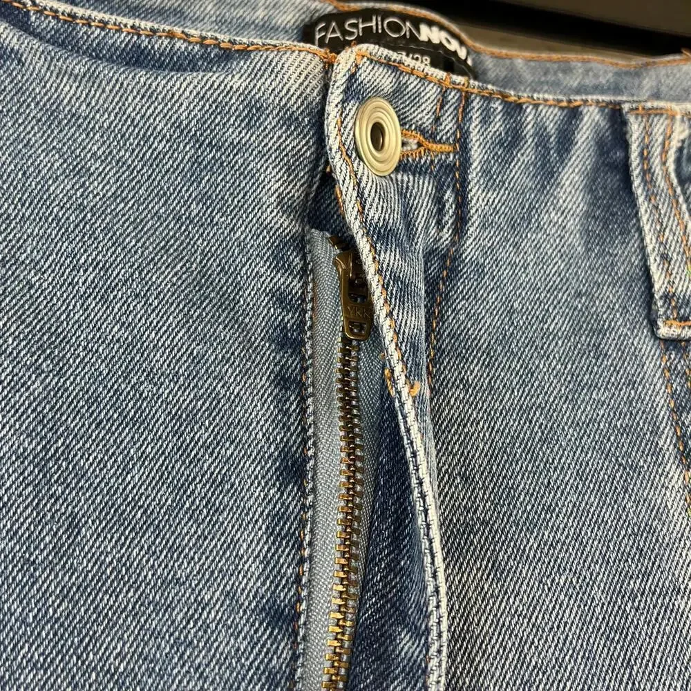 Fashion Nova High Rise Western Medium Wash Denim Flare Bootcut Jeans Size 7/28